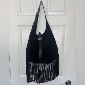 Black Fringe Shoulder Bag Claudia Firenze
